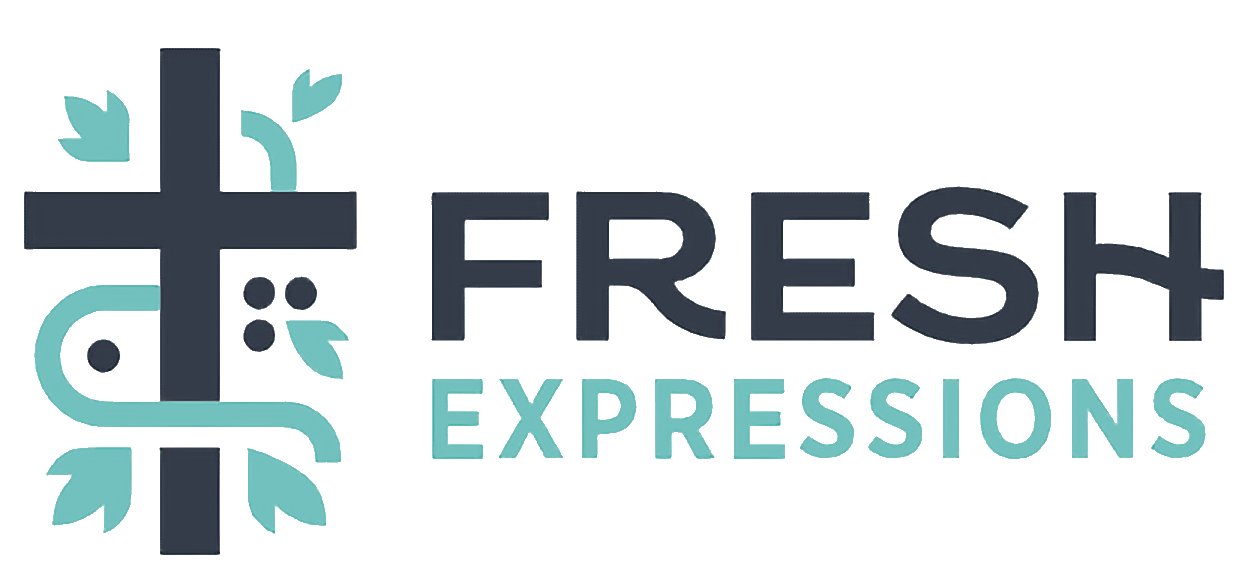 Logo with a cross and plant design. Text reads 