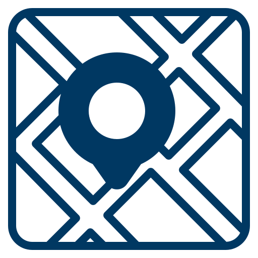 Un'icona di una mappa con una puntina sopra.