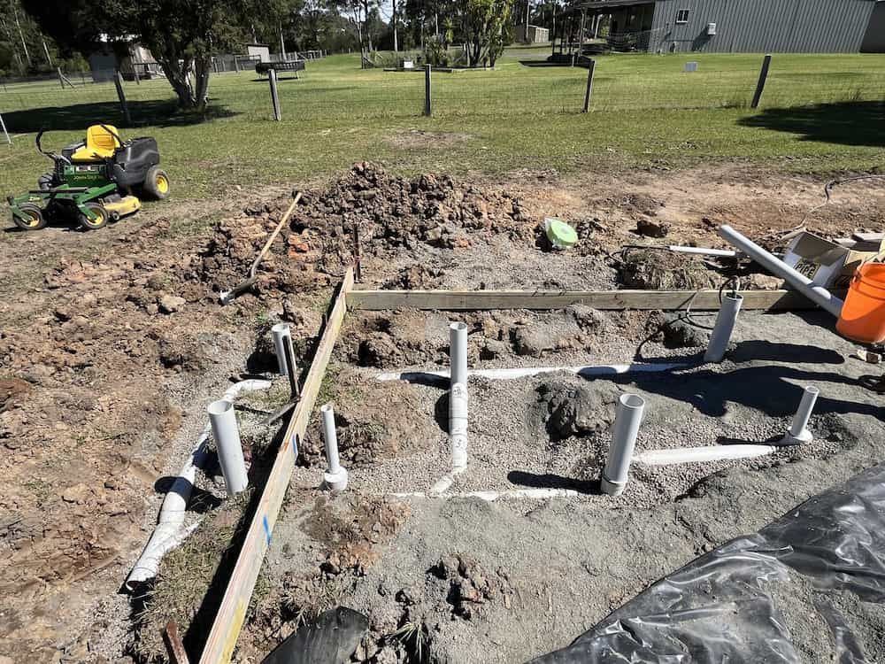 Construction Site With Plumbing Pipes in the Ground — Primed Plumbing & Gasfitting in Eglinton, NSW