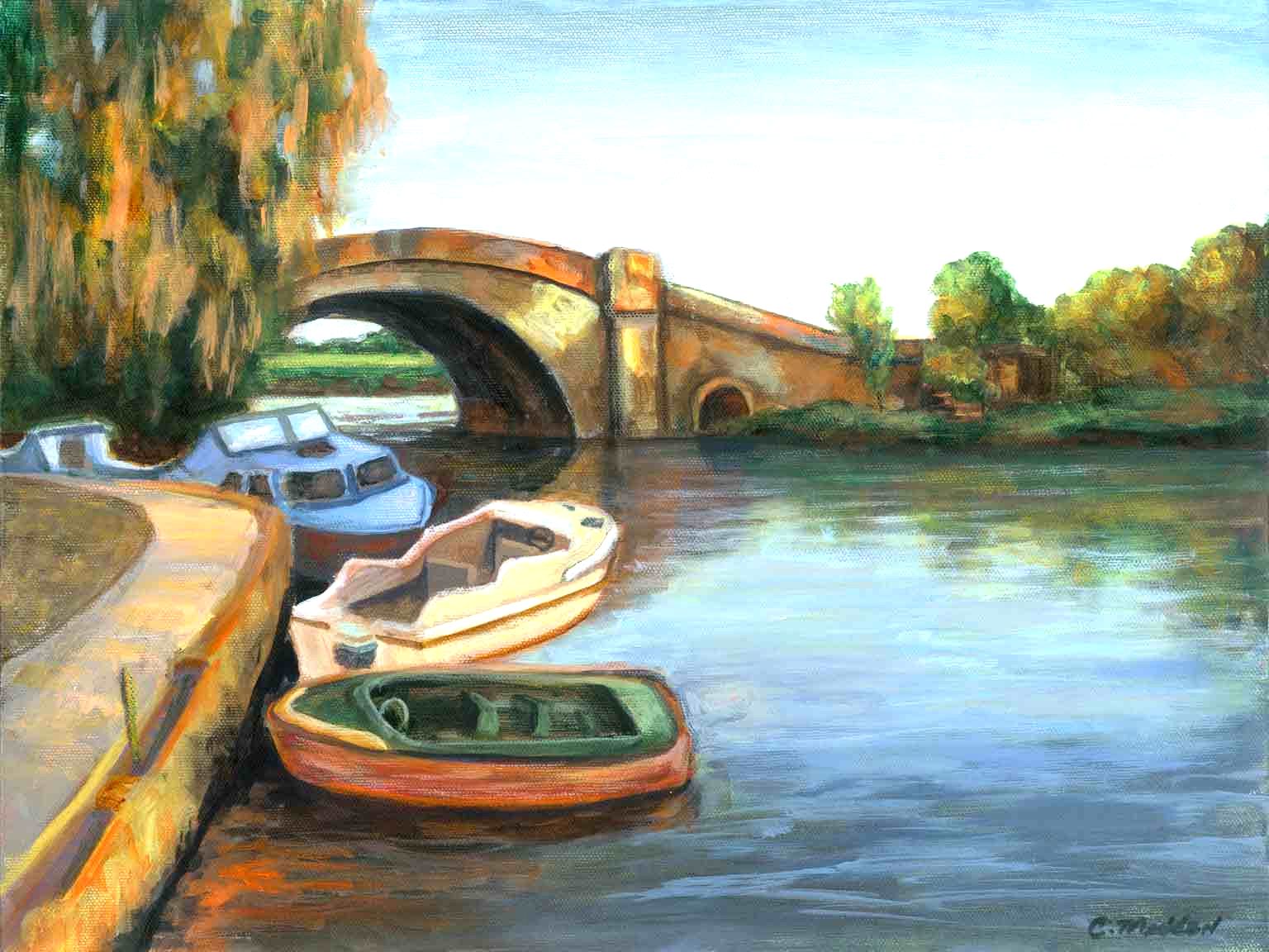 Boating on the Cotswalds, Acrylic, 12x18