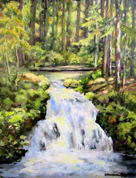 Morning at Horseshoe Falls, Original Painting,  Mixed Media, 14x18