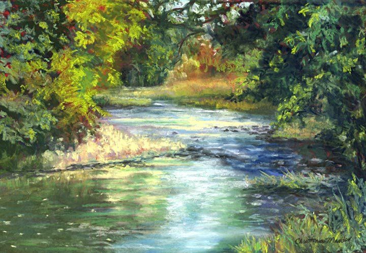 River Tranquilty, Pastel, 12x18