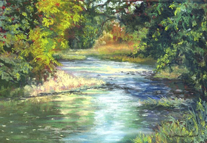 River Tranquility, Original Painting,  Pastel, 12x18, Private Collection