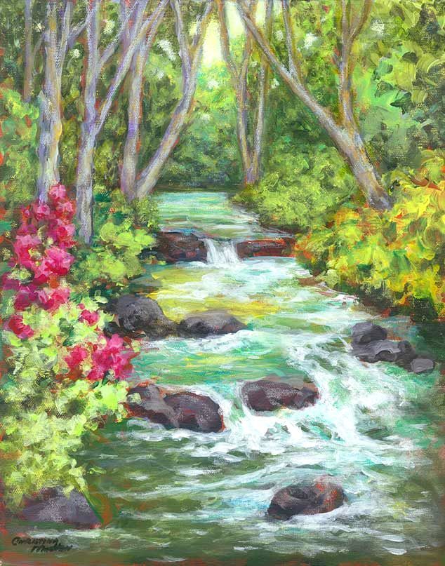 Summer at Lithia Creek, Acrylic, 11x14