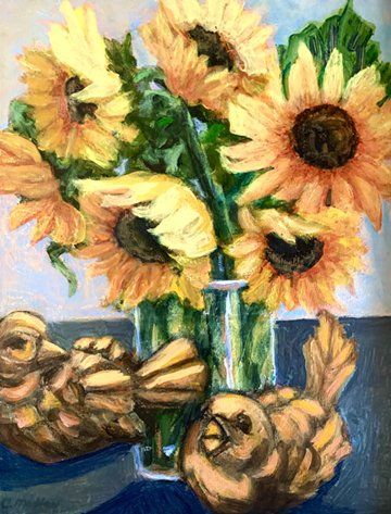 Under the Sunflowers, Oil, 8x11