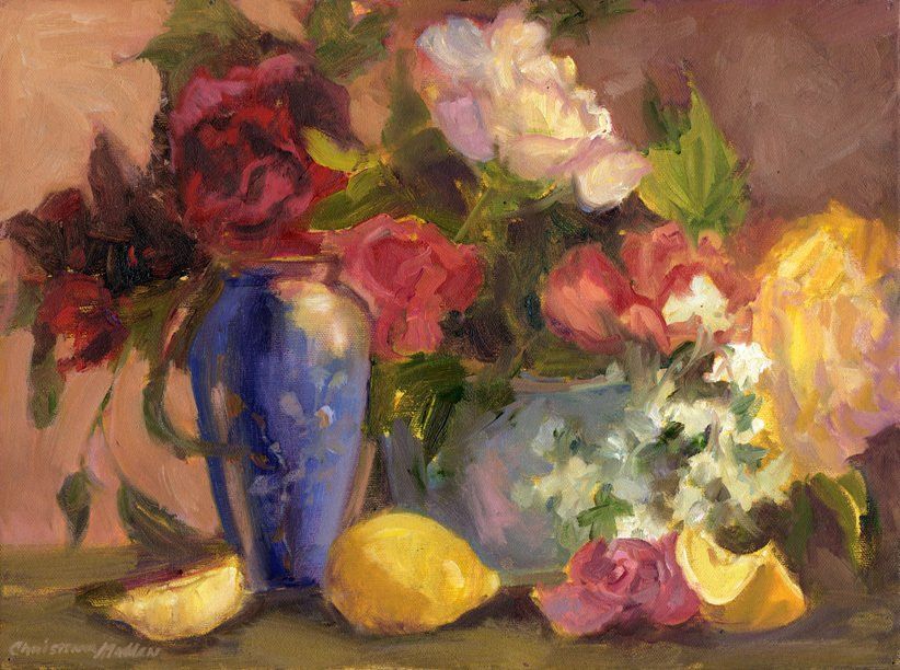 Vase and Flowers, Oil on canvas, 11x14, Private Collection