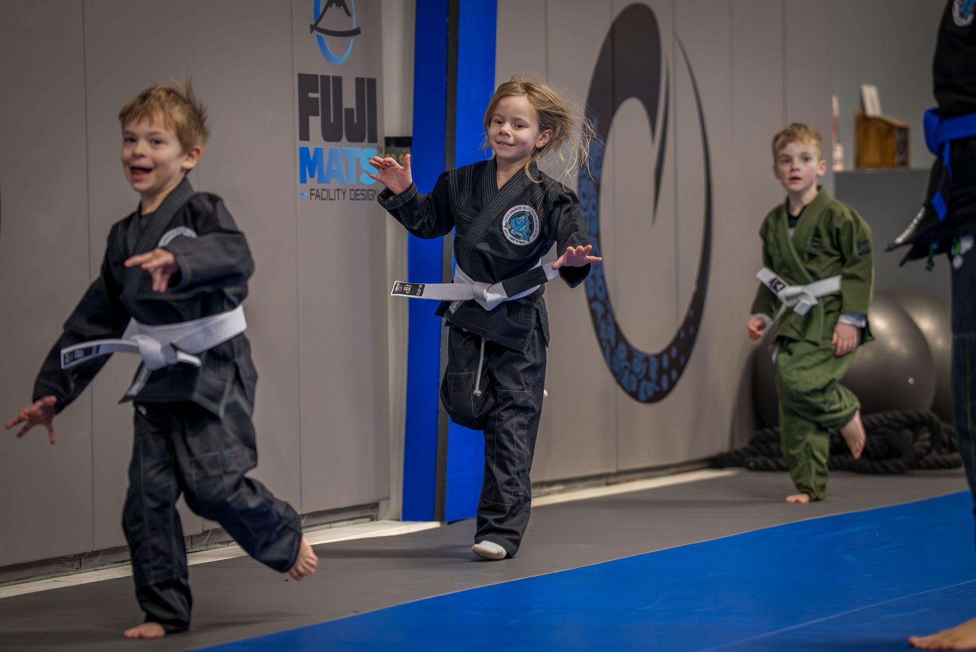 Beginner students drilling Jiu-Jitsu fundamentals at Gracie Jiu-Jitsu Farmington Valley in Canton.