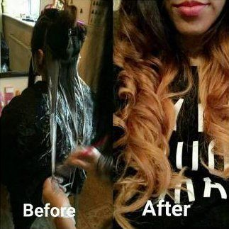 Before and after hair styling