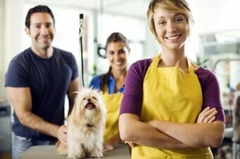 Pet Groomer With The Customer — Animal Hospitals in Lompoc, CA