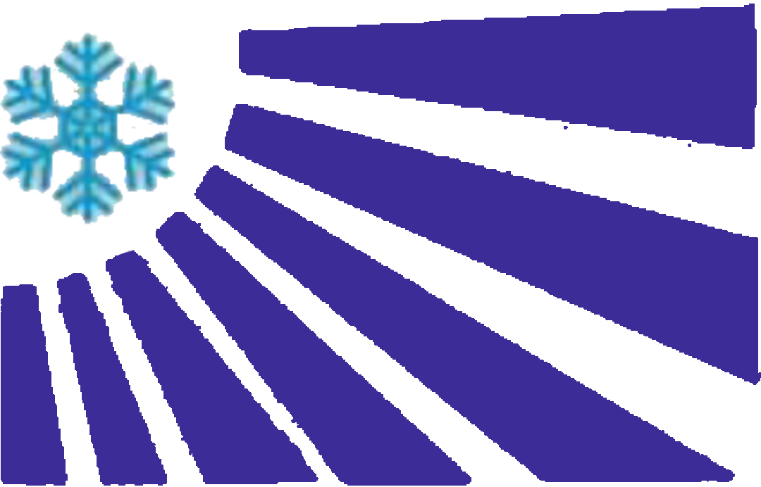 Un logotipo azul y blanco con un copo de nieve y rayos.