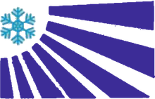 Un fondo de rayas azules y blancas con un copo de nieve en el medio.