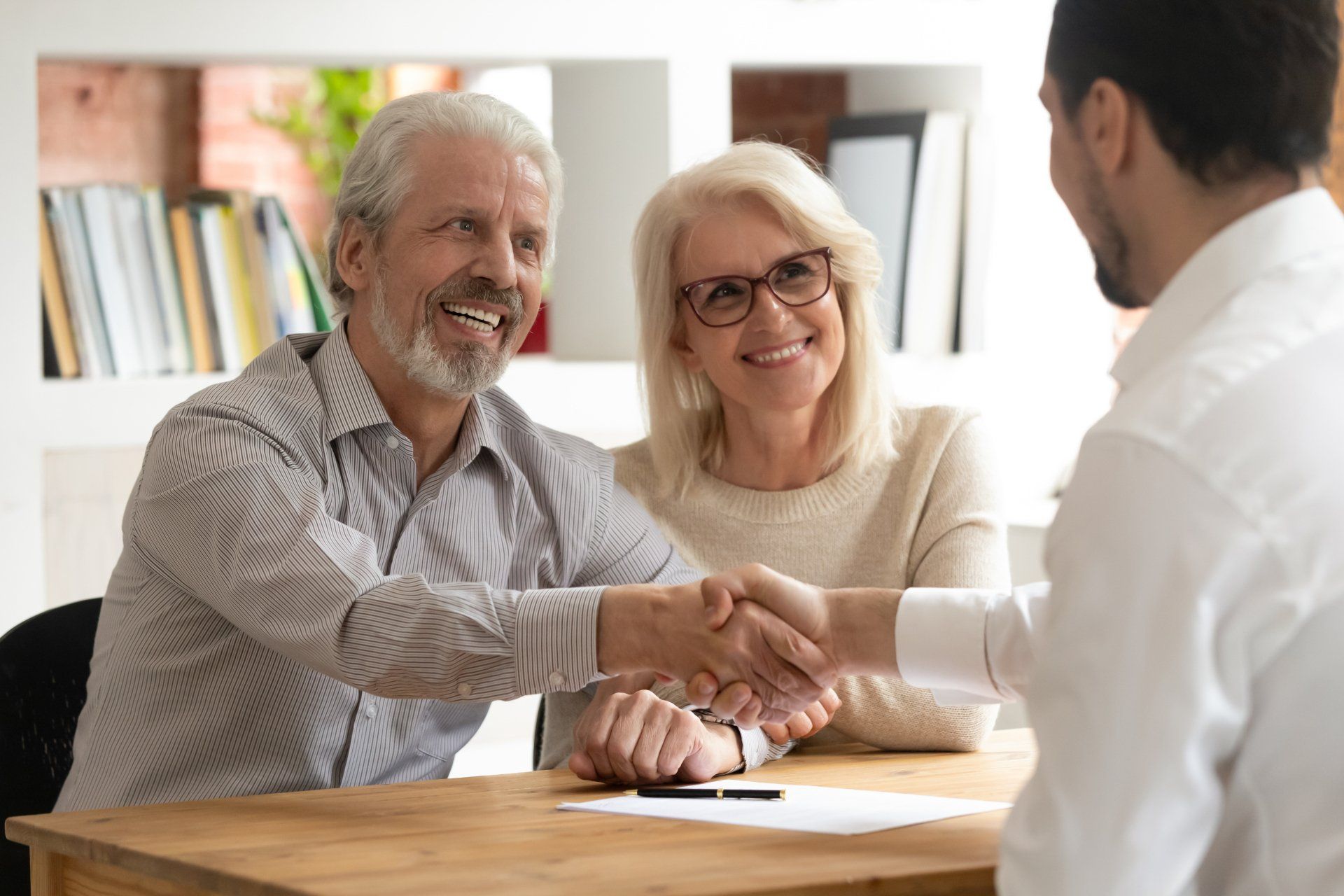 Senior couple happy on their estate planning