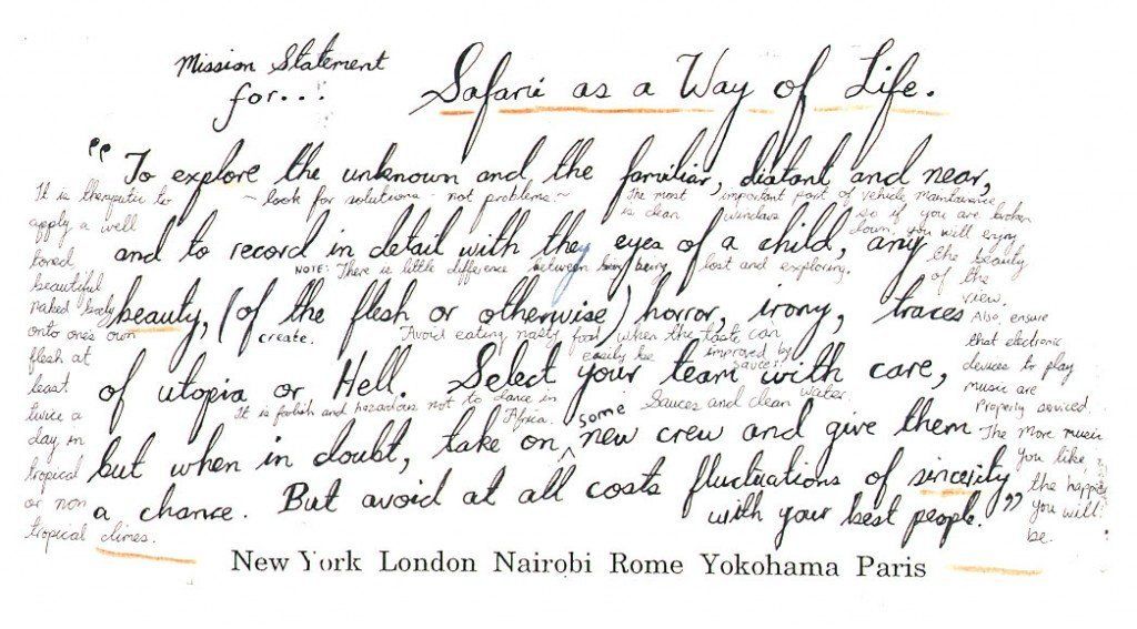 Mission Statement for Safari as a Way of Life