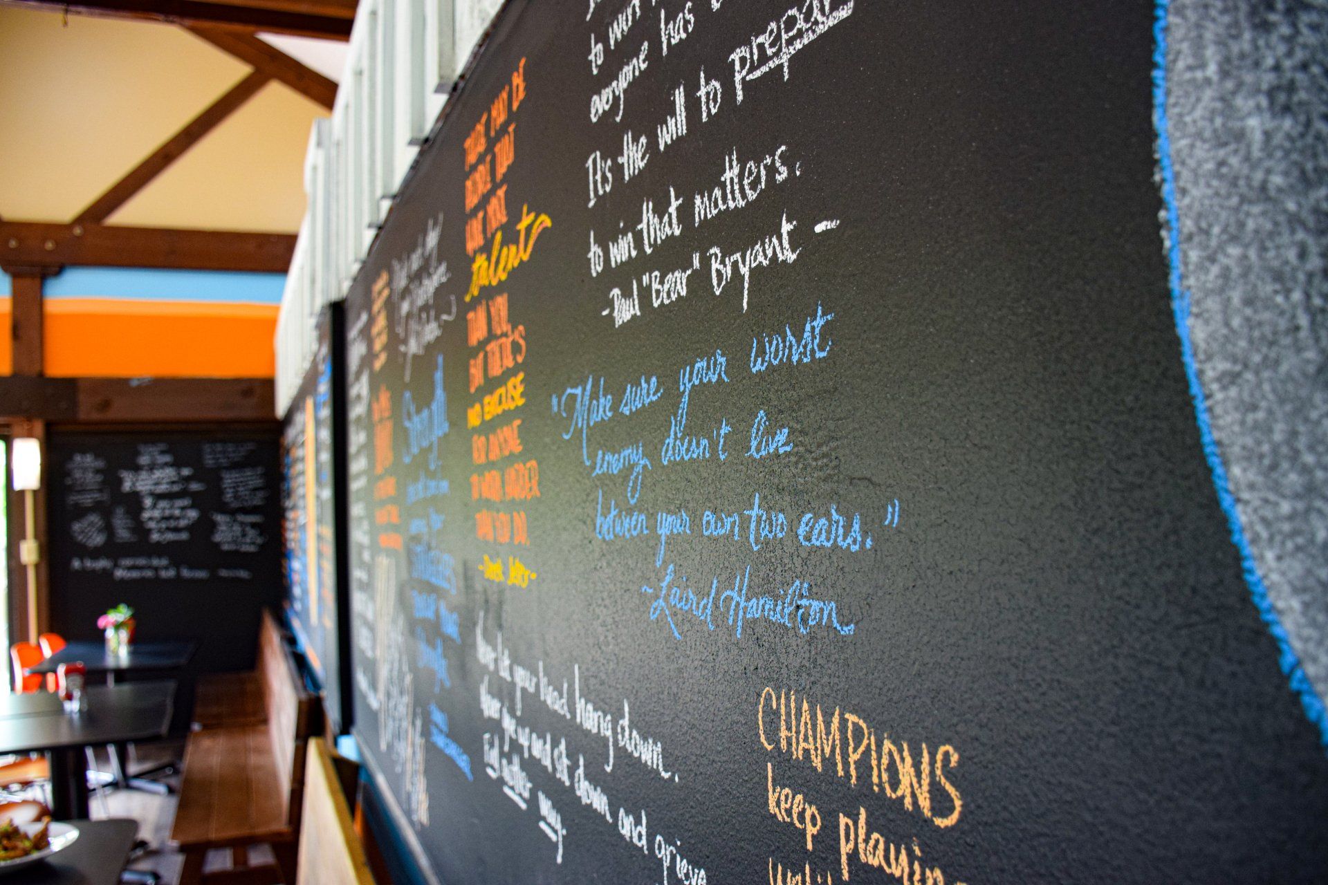 A large blackboard with a lot of writing on it