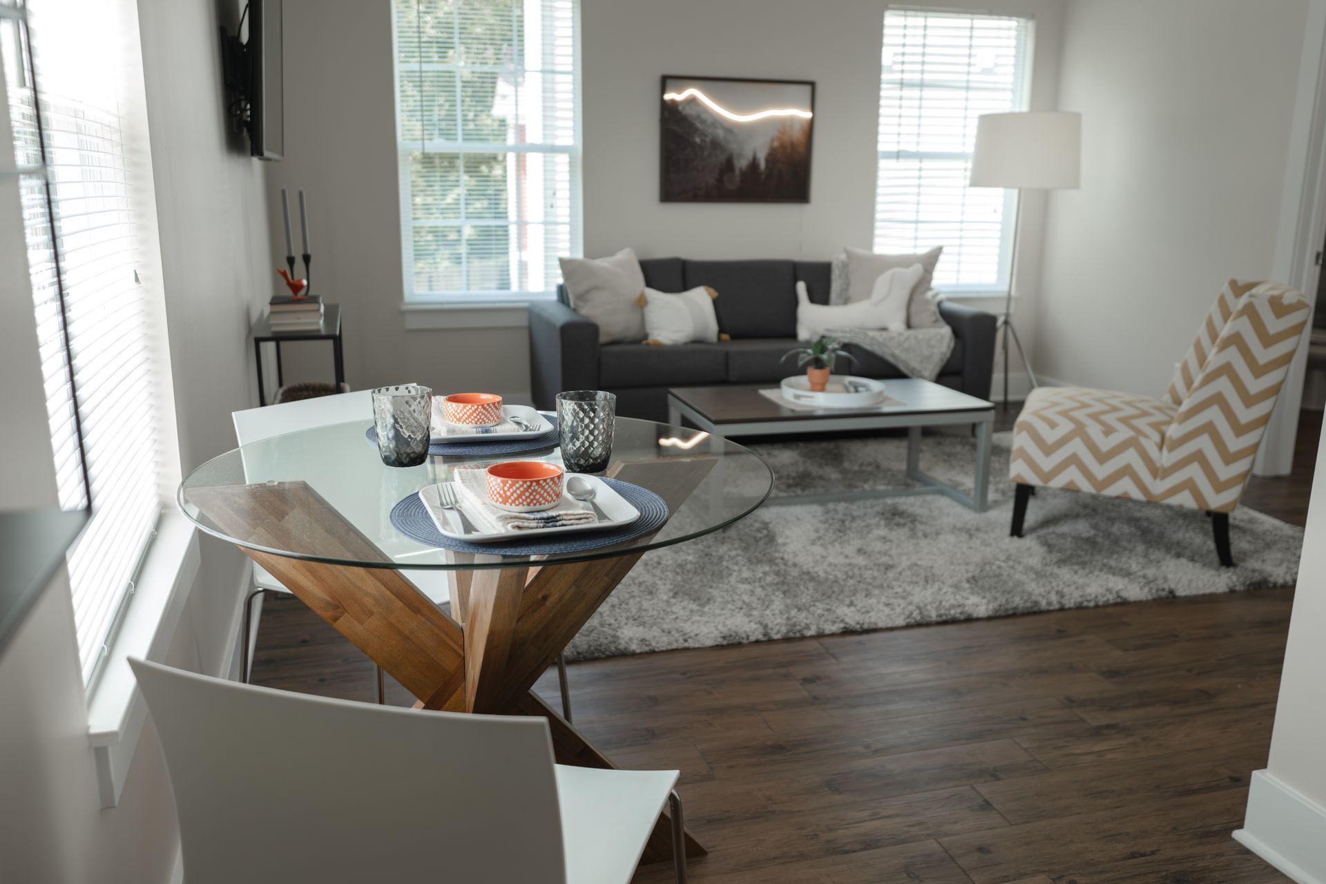 Living room area with seating.