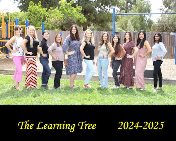 A group of women posing for a photo with the learning tree 2024-2025 written on the bottom