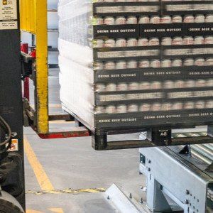 forklift raising a pallet ready to be delivered