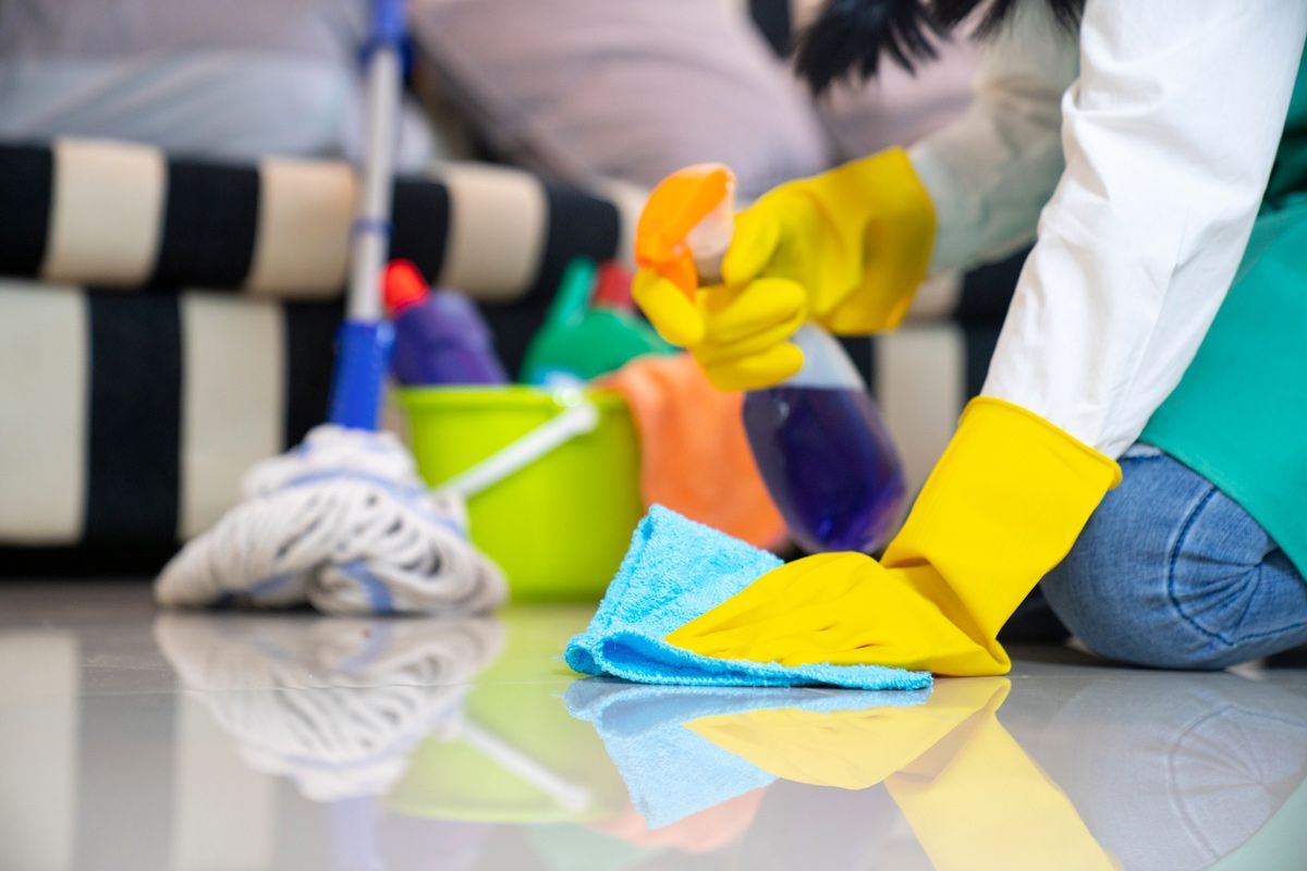 Woman cleaning a floor — Galloway, NJ — MMG Cleaning Service LLC