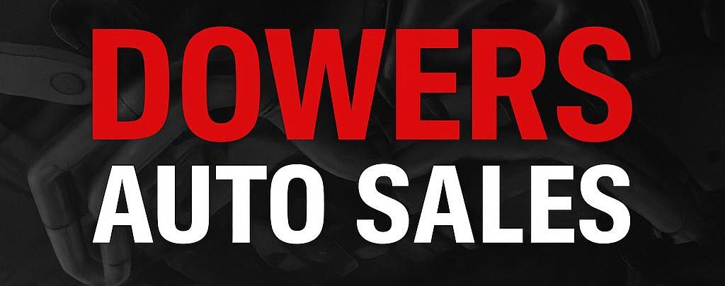 Logo for Dowers Auto Sales with contact information.
