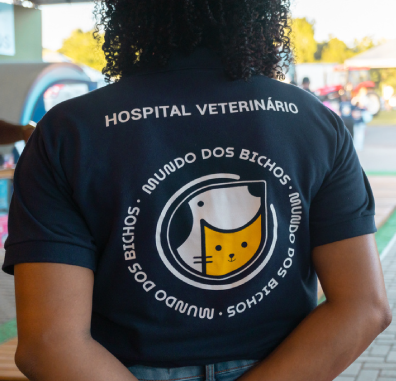 Person wearing a navy blue shirt with 