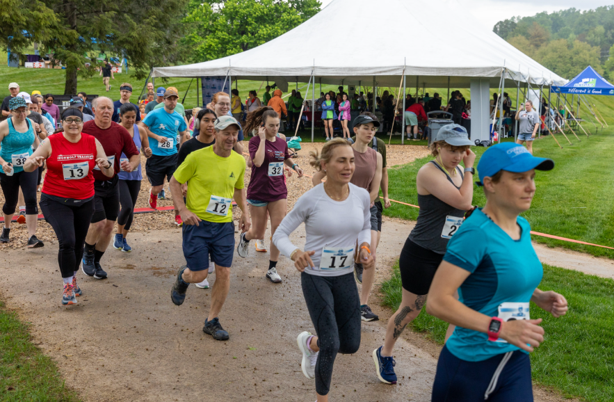 Runners at bow-wow-walk