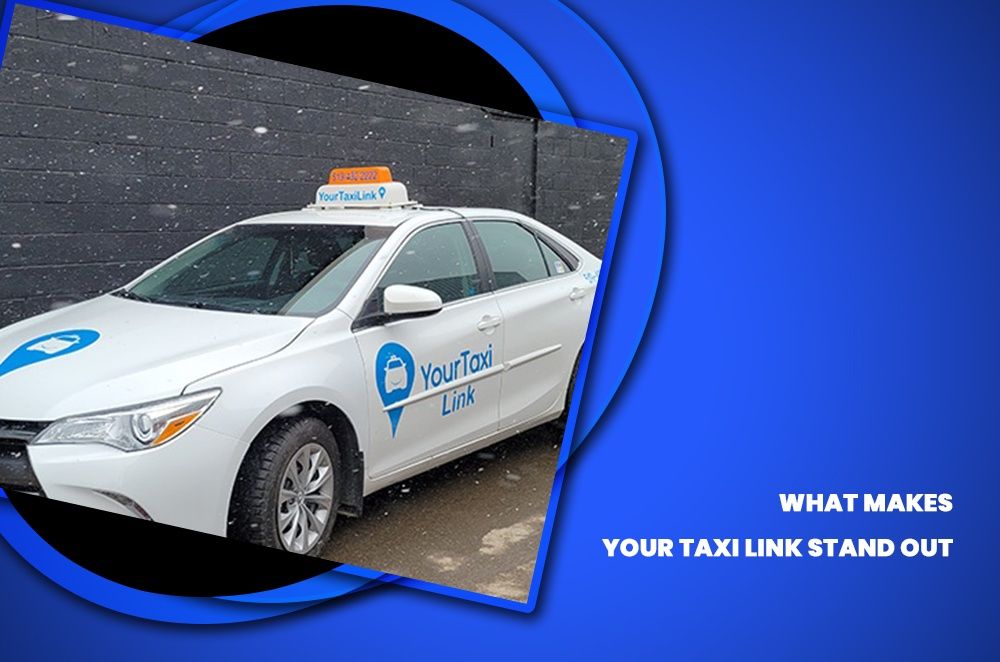 A white car with your taxi written on the side