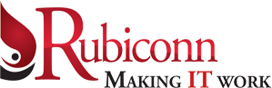 Rubiconn logo in red and black with the tagline “Making IT Work”