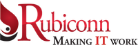 Rubiconn logo in red and black with the tagline “Making IT Work”