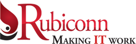 Rubiconn logo in red and black with the tagline “Making IT Work”