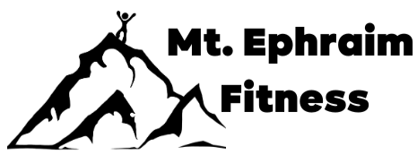 The logo for mt. ephraim fitness shows a man standing on top of a mountain.