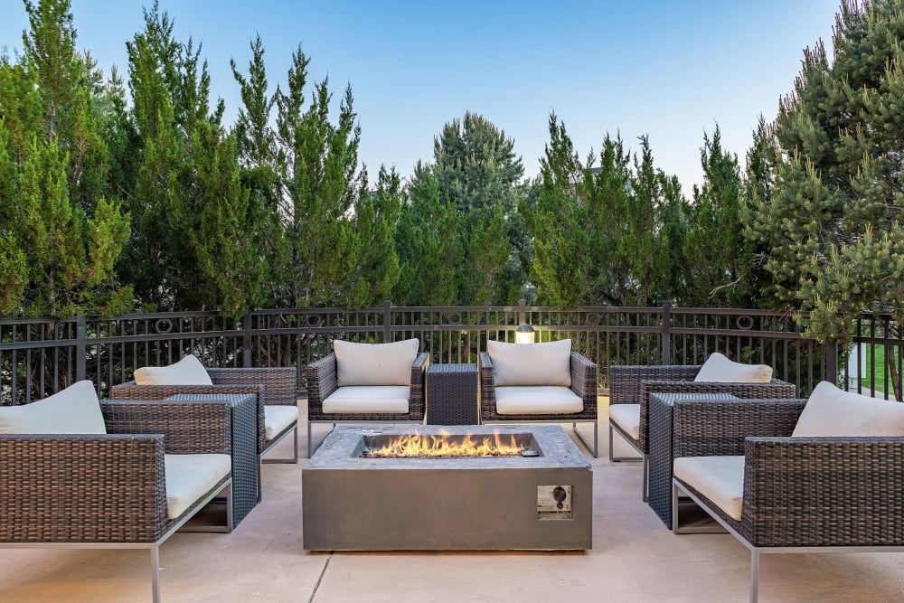 Outdoor fire pit at Marquis Castle Pines in Castle Pines, CO.