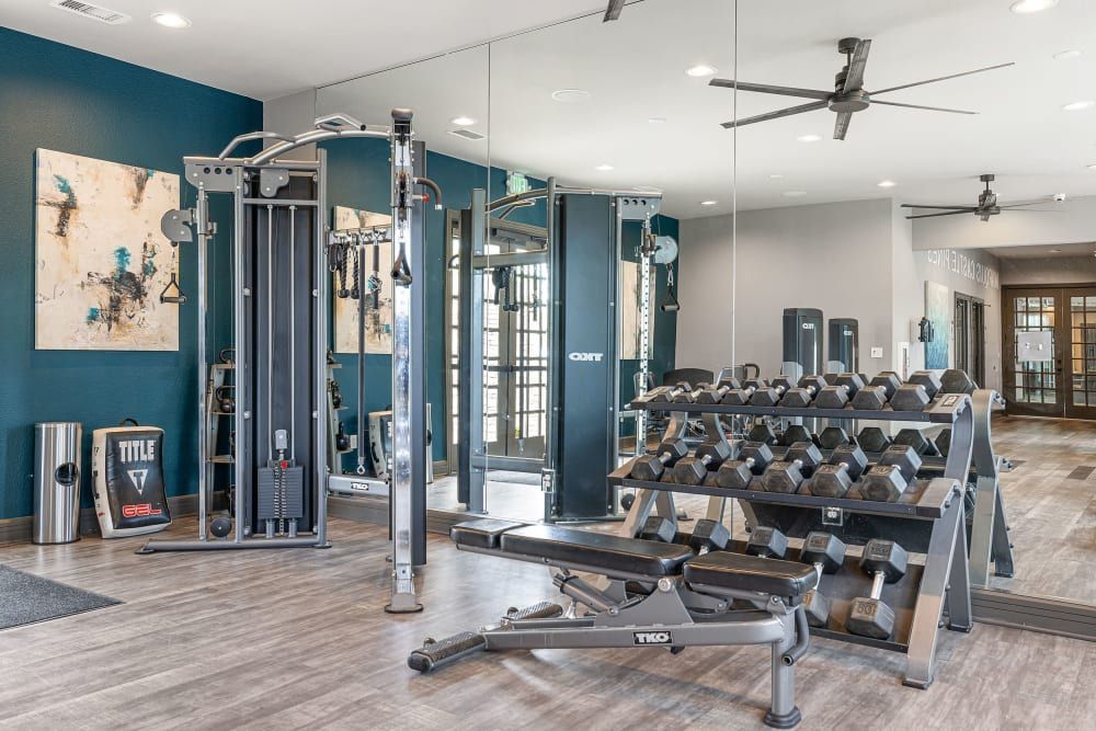 Fitness center at Marquis Castle Pines in Castle Pines, CO.