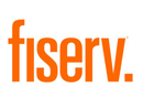 An orange fiserv logo on a white background