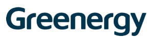 The green energy logo is blue and white on a white background.