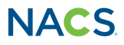 A blue and green nacs logo on a white background