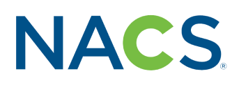 A blue and green nacs logo on a white background