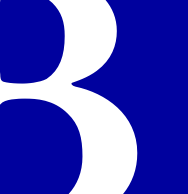 A white number three on a blue background