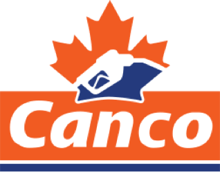 A canco logo with a maple leaf and a gas pump