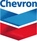 The chevron logo is a blue , red and white chevron arrow.