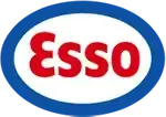 The esso logo is in a blue circle on a white background.
