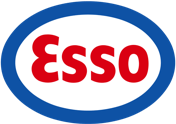 The esso logo is in a blue circle on a white background.