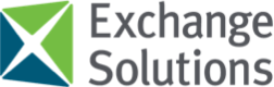 A logo for exchange solutions with a green and blue envelope.