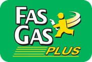 A green and yellow logo for fas gas plus