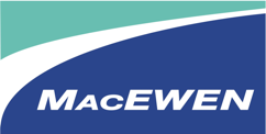 A blue and white logo for macewen