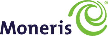 A moneris logo with a green swirl in the middle