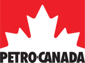 The logo for petro canada shows a maple leaf on a red background.