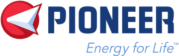 The logo for pioneer energy for life is shown