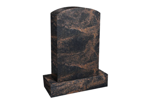 Black and brown granite memorial headstone with a rectangular base on a white background