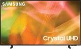 A samsung crystal uhd tv with a colorful background.