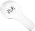 A white spoon holder with the word spoon written on it.